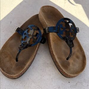 Tory Burch Sandals Size 6 Black Patent Birkenstock-ish Like new